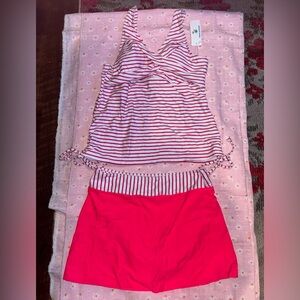 NWT Pink and White Striped Tankini Set